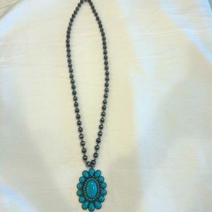 Faux Turquoise Western Necklace